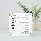 Menu de mariage rond et plat à écriture élégante e (Debout devant)