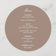 Menu de mariage rond taupe