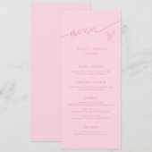 Menu de mariage rose écriture moderne (Devant / Derrière)