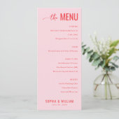 Menu de mariage rose élégant (Debout devant)