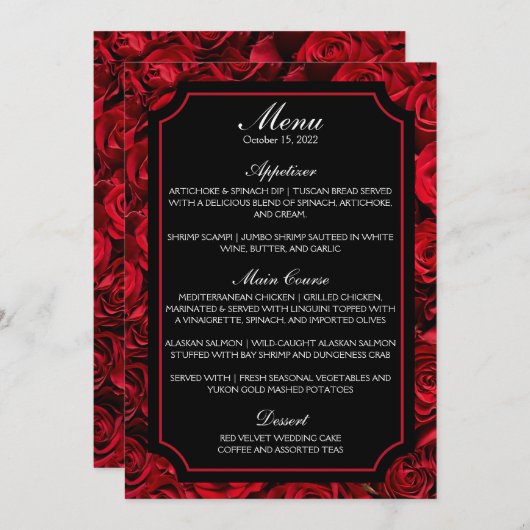 Menu de mariage Rose Gothique (Devant / Derrière)