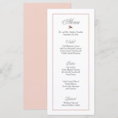 Menu de mariage rose poudré (Devant / Derrière)