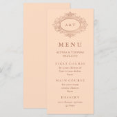 Menu de mariage rose poudré et or rose faux glamou (Devant / Derrière)