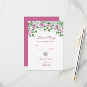 Menu de mariage Roses Romantiques Roses Réponse RS