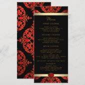 Menu de mariage rouge noir et or (Devant / Derrière)