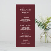 Menu de mariage royale vintage burgundy script (Debout devant)