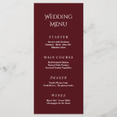 Menu de mariage royale vintage burgundy script (Devant)