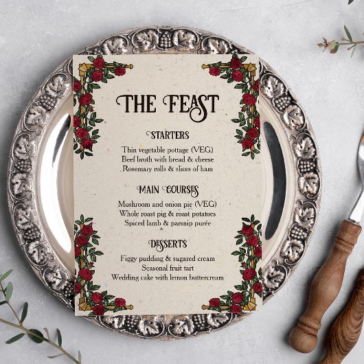 Menu de mariage RPG D20 Monogram Roses