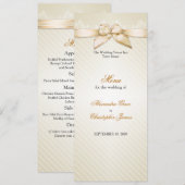 Menu de mariage Ruban Ivoire Bandes Dorées (Devant / Derrière)