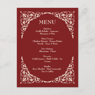 Menu de mariage Ruby Radiance Rouge profond et crè