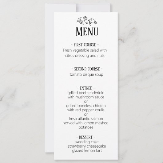 Menu de mariage rustique à l'aquarelle de tourneso (Devant)