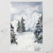 Menu de mariage rustique aquarelle de montagne (Dos)