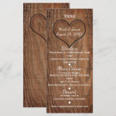 Menu de mariage rustique arbre en bois sculpté dan (Devant / Derrière)