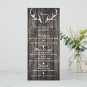 Menu de mariage Rustique bois de cerf et cœur scul (Debout devant)
