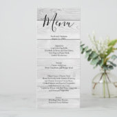 Menu de mariage rustique chic en bois blanc (Debout devant)