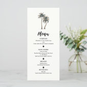 Menu de mariage rustique côtier aux palmiers tropi (Debout devant)
