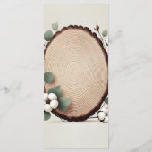 Menu de mariage rustique en bois de forêt eucalypt (Dos)