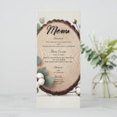 Menu de mariage rustique en bois de forêt eucalypt (Debout devant)