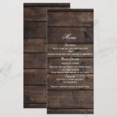 Menu de mariage rustique en bois de style grange d (Devant / Derrière)