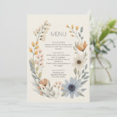 Menu de mariage rustique Fleur sauvage Wreath Gard (Debout devant)