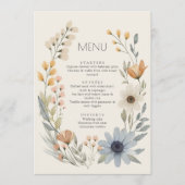 Menu de mariage rustique Fleur sauvage Wreath Gard (Devant)