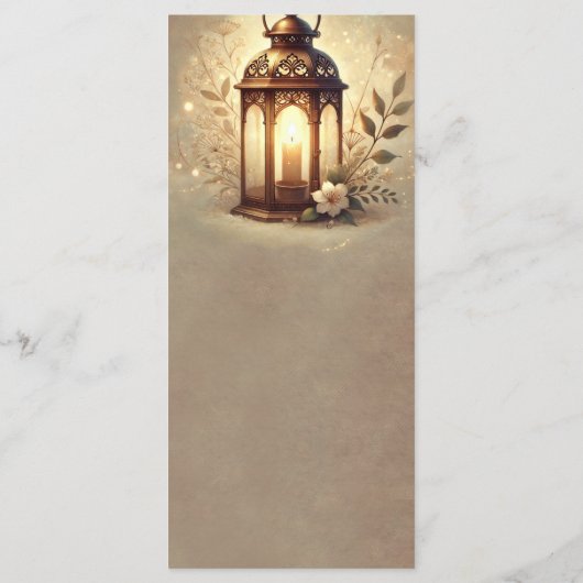 Menu de mariage rustique Lanterne Bronze Dorée (Dos)