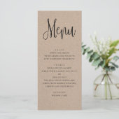 Menu de mariage rustique. Menu de dîner kraft mode (Debout devant)