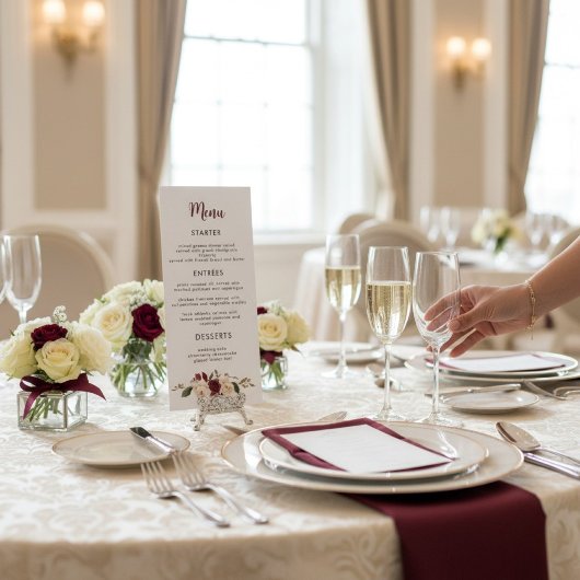 Menu de mariage Rustique Rose de Bourgogne