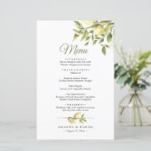 Menu de mariage Rustique Verdure Citrons (Debout devant)