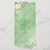 Menu de mariage Rustique Vert Automne Citrouille (Dos)