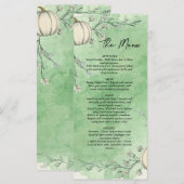 Menu de mariage Rustique Vert Automne Citrouille (Devant / Derrière)