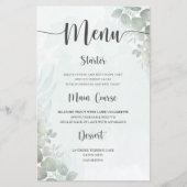 Menu de mariage rustique vert eucalyptus (Devant)