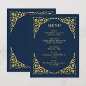 Menu de mariage Sapphire Grace Royal Blue et Or (Devant / Derrière)