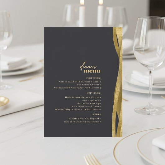 Menu de mariage Sculptural Waves Noir mat ID1312