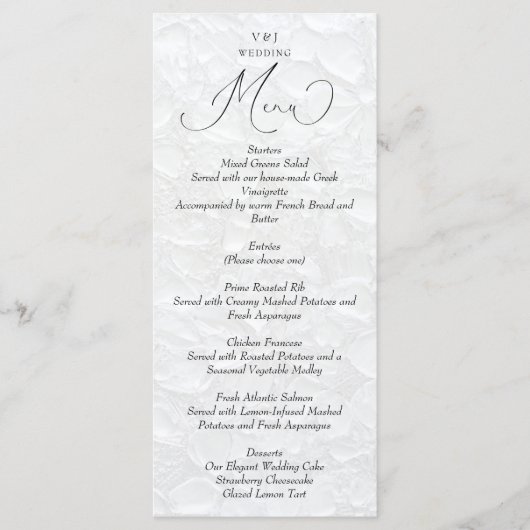 Menu de mariage simple blanc (Devant)