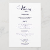 Menu de Mariage Simple Calligraphie Élégante (Devant)