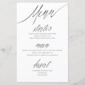 Menu de mariage simple calligraphié noir et blanc (Devant)