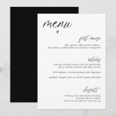 Menu de mariage simple cœur écriture manuscrite mo (Devant / Derrière)