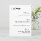 Menu de mariage simple cœur écriture manuscrite mo (Debout devant)