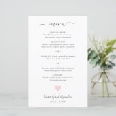 Menu de mariage simple Cœur rose mignon (Debout devant)