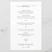 Menu de mariage simple Cœur rose mignon (Devant)
