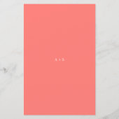 Menu de mariage simple corail vibrant moderne gras (Dos)