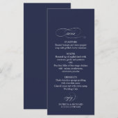Menu de mariage simple élégant bleu marine 4x9 (Devant / Derrière)