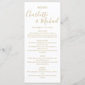 Menu de mariage simple élégant or écriture signatu (Devant)