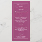 Menu de mariage simple élégant Pink Cassis 4x9 (Devant)
