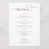 Menu de mariage simple en écriture dorée rose (Devant)