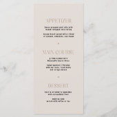 Menu de mariage simple et moderne beige bordure (Dos)