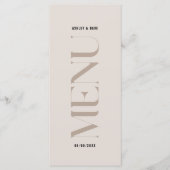 Menu de mariage simple et moderne beige bordure (Devant)