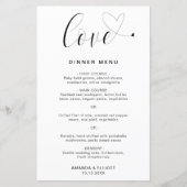 Menu de mariage simple et moderne Love Heart (Devant)