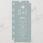 Menu de mariage Simple Flocons de neige blancs (Devant / Derrière)